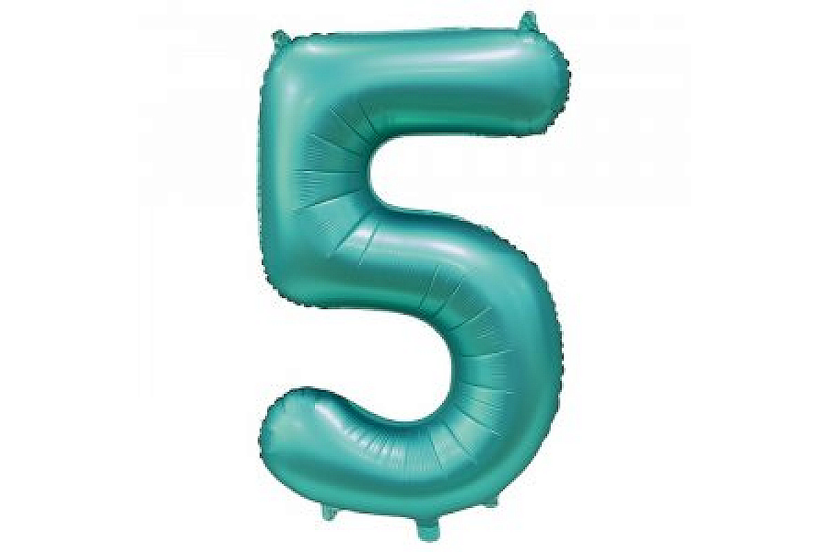 Шар (40''/102 см) Цифра, 5, Сатин Тиффани, 1 шт.