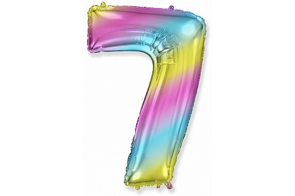 Шар (40''/102 см) Цифра, 7 Диагональная радуга, 1 шт.