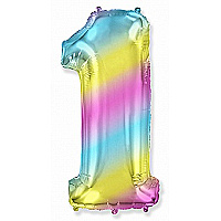 Шар (40''/102 см) Цифра, 1 Диагональная радуга, 1 шт.