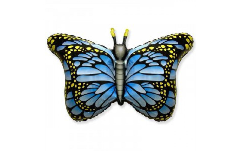 Фольгированная фигура шар Бабочка-монарх Синий, 1 шт.