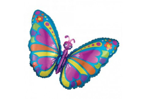 Фольгированная фигура шар Экзотическая бабочка, Голубой, 1 шт.
