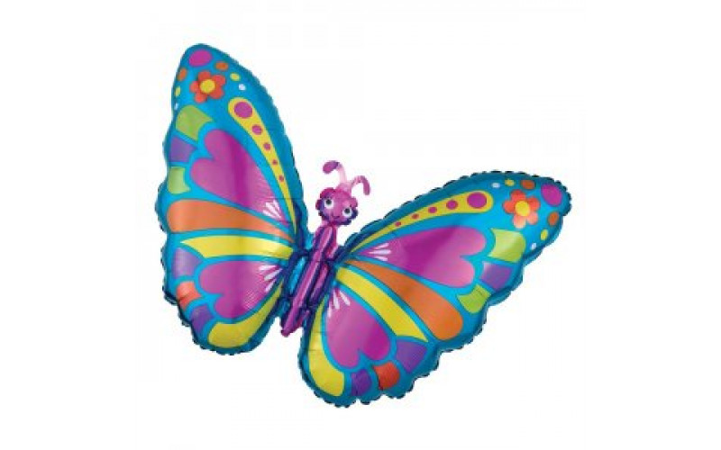 Фольгированная фигура шар Экзотическая бабочка, Голубой, 1 шт.
