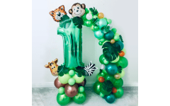 Поинт из шаров с разнокалиберной гирляндой "Краски зелени"
