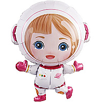 Шар (28''/71 см) Фигура, Девочка Космонавт, Розовый, 1 шт.