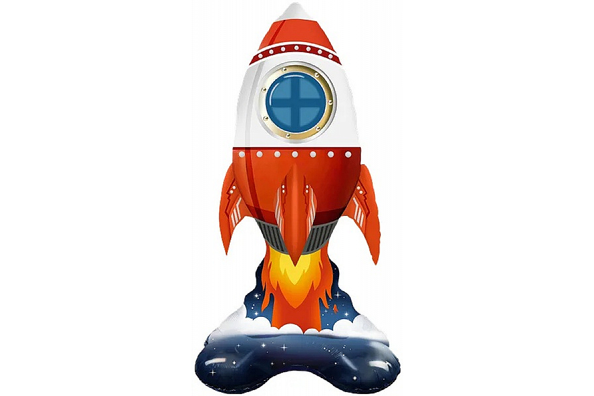 Шар 3D (35''/89 см) Фигура на подставке, Ракета, 1 шт.