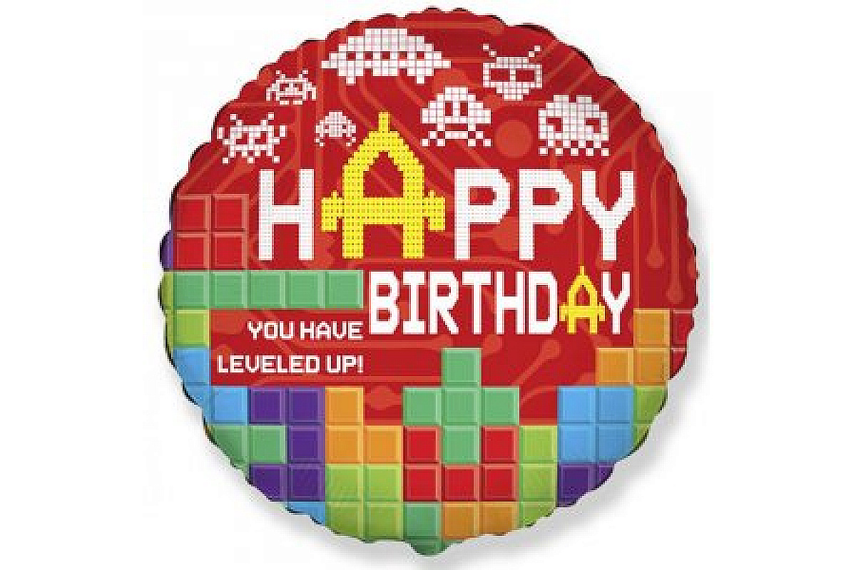 Шар (46 см.) Круг, HB YOU HAVE LEVELED UP/FM, Красный 1 шт.