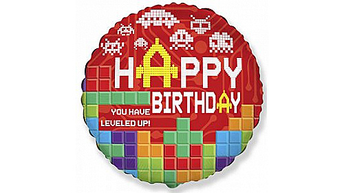Шар (46 см.) Круг, HB YOU HAVE LEVELED UP/FM, Красный 1 шт.