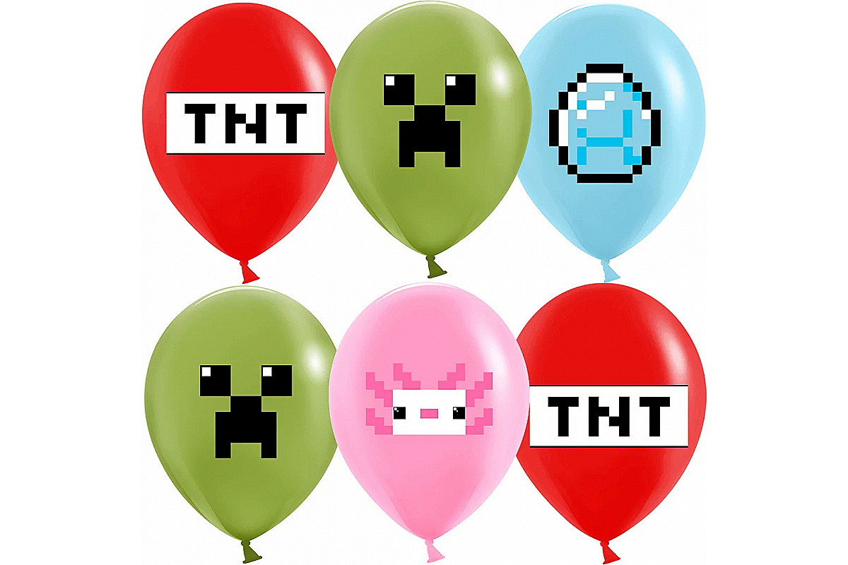 Шар (12''/30 см) Пиксели, TNT, Ассорти, пастель, 2 ст, 1шт.