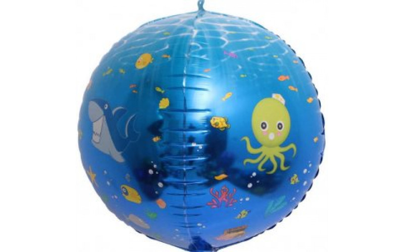 Фольгированный шар сфера 3D (61 см.)”Подводный мир” 1 шт.