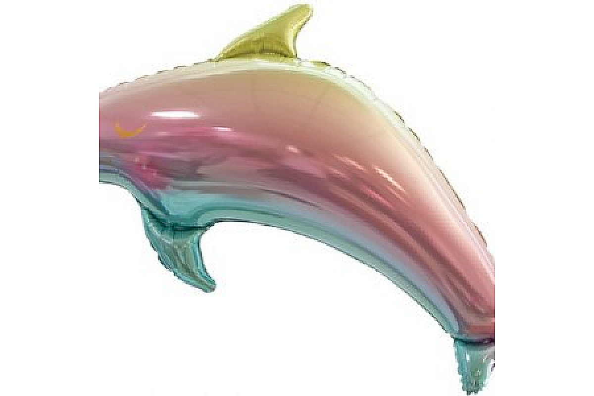 Фольгированный шар фигура (99 см.)” Дельфин, Радужный, Градиент” 1 шт.