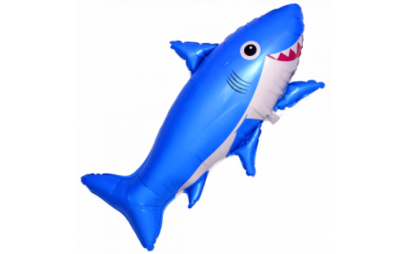 Фольгированный шар фигура (99 см.)”Счастливая акула, Синий” 1 шт.