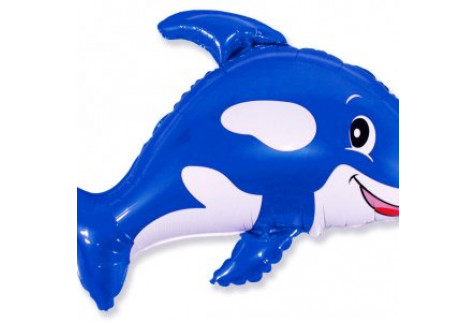 Фольгированный шар фигура (89 см.)”Морская касатка, Синий” 1 шт.