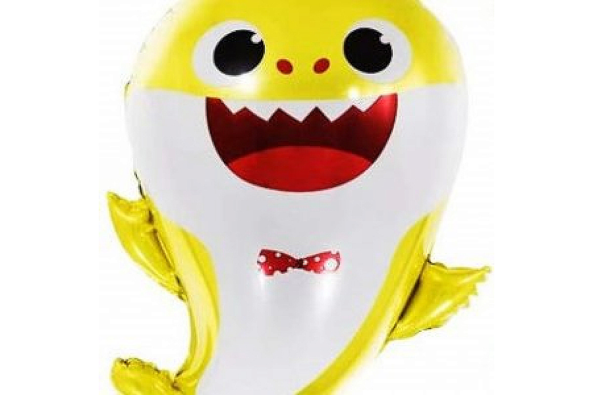 Фольгированный шар фигура (66 см.)”Акулья семейка, Малыш, Желтый” 1 шт.