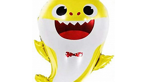 Фольгированный шар фигура (66 см.)”Акулья семейка, Малыш, Желтый” 1 шт.