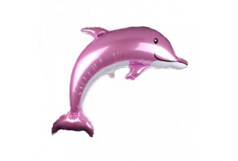 Фольгированный шар фигура (117 см.)”Счастливый дельфин ,розовый ” 1 шт.