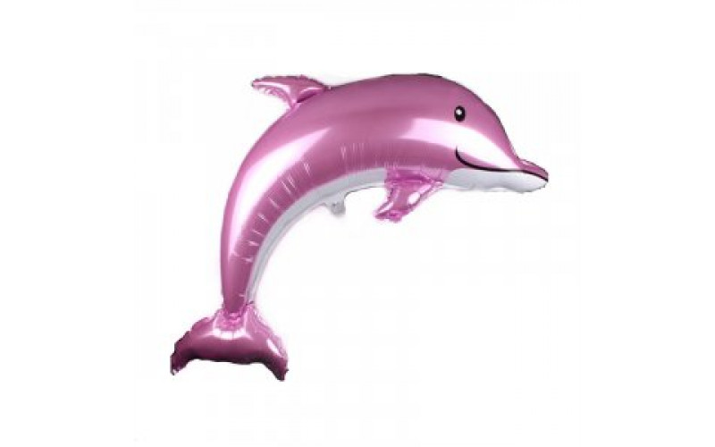 Фольгированный шар фигура (117 см.)”Счастливый дельфин ,розовый ” 1 шт.
