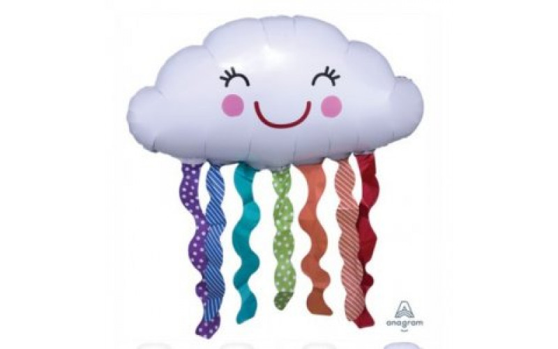 Фольгированный шар фигура (81 см.)Облако с дождиком улыбчивое” 1 шт.