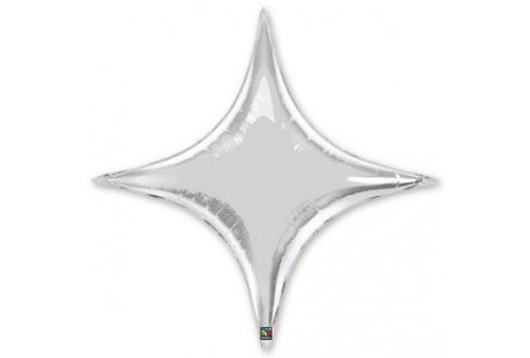 Фольгированный шар фигура (71 см.)”Звезда, 4х-конечная, Серебро” 1 шт.