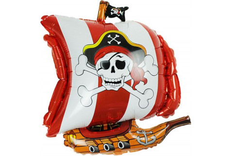 Шар (27»/69 см) Фигура, Пиратский корабль, Красный, 1 шт.