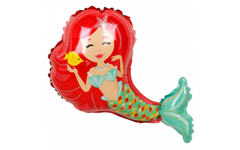 Фольгированный шар фигура (74 см.)”Русалочка c красными волосами” 1 шт.