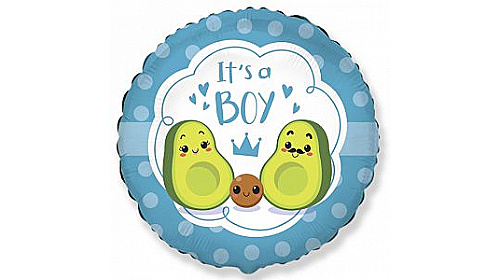Фольгированный круг шар IT'S A BOY Авокадо, 1 шт.