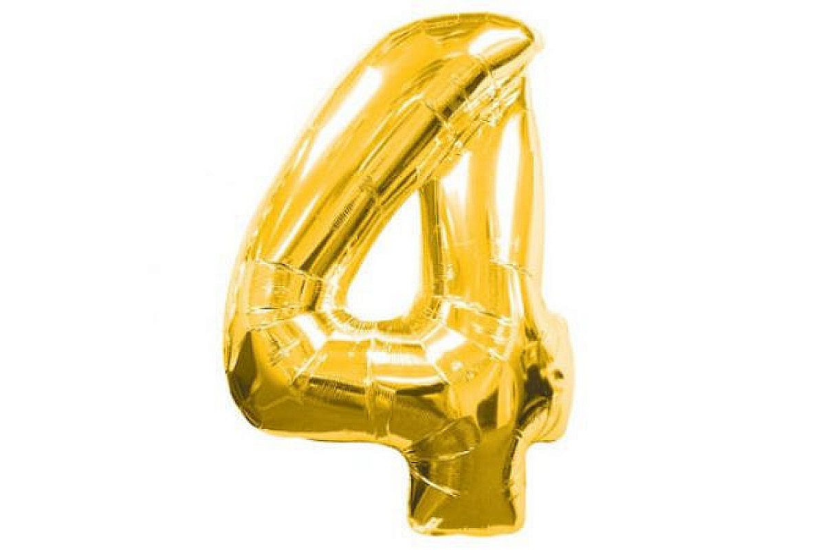 Шар (40''/102 см) Цифра, 4, Золото, 1 шт.