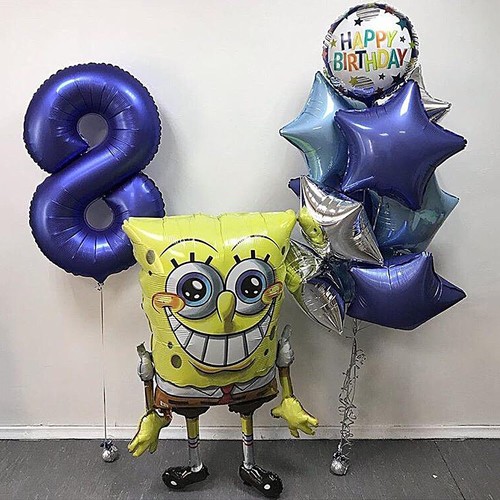 Набор шаров с Губкой Бобом "Happy Brithday" Набор шаров с Губкой Бобом "Happy Brithday"