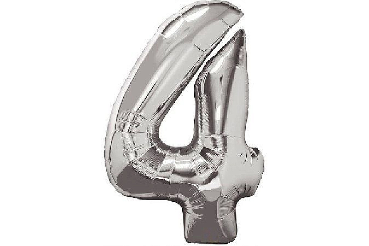 Шар черная цифра 4 (102 см), 1 шт.