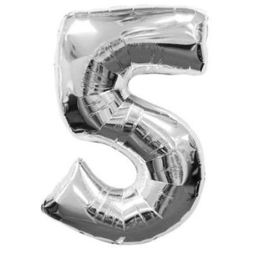 Шар серебряная цифра 5 (102 см), 1 шт. Шар серебряная цифра 5 (102 см), 1 шт.