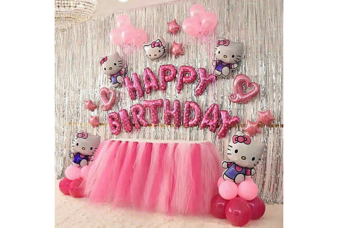 Фотозона из шаров c Hello Kitty "С днем рождения!"