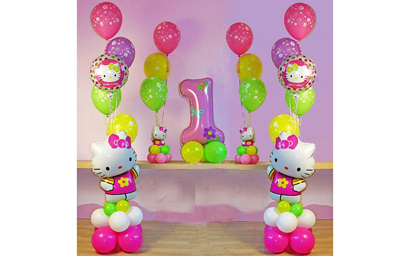 Набор шаров с Hello Kitty "Мне 1 годик"