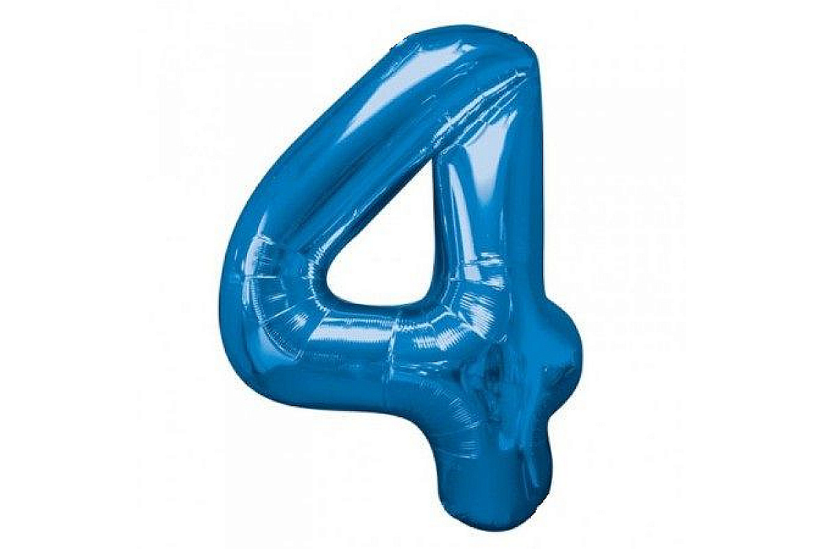 Шар (40''/102 см) Цифра, 4, Синий, 1 шт.