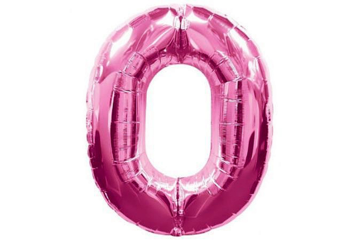 Шар (40''/102 см) Цифра, 0, Фуше, 1 шт.