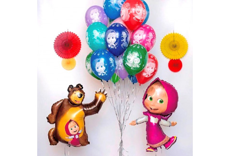 Набор шаров "День рождения с Машей и Медведем"