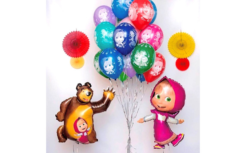 Набор шаров "День рождения с Машей и Медведем"