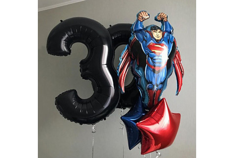 Набор шаров "Супергерой" с цифрами