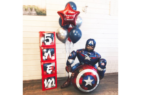 Набор шаров "С днём рождения! Капитан Америка"