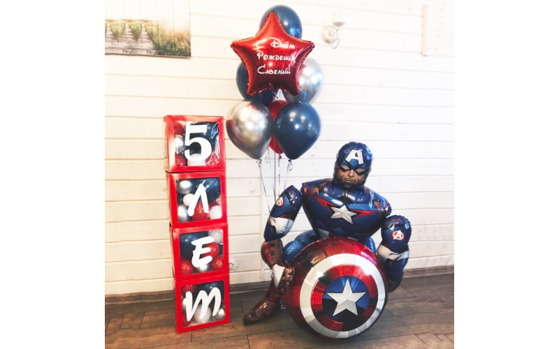 Набор шаров "С днём рождения! Капитан Америка"