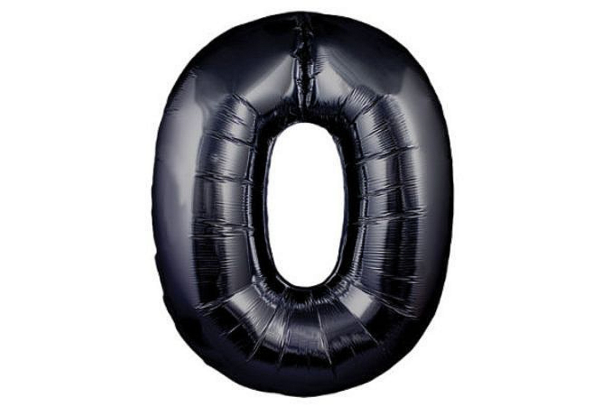 Шар черная цифра 0 (102 см), 1 шт.