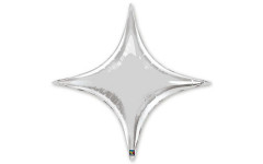 Шар (28''/71 см) Звезда, 4х-конечная, Серебро