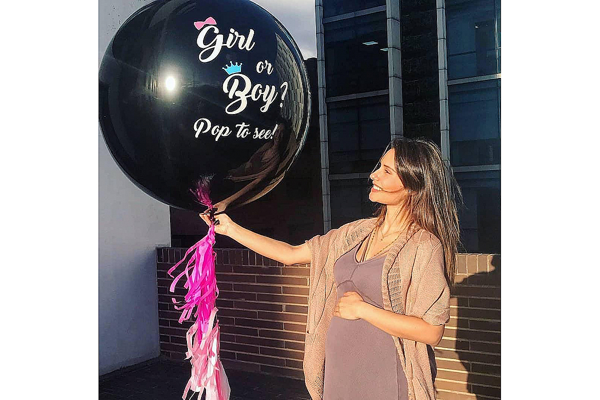 Большой шар-сюрприз «Girl or boy» (90 см.) на тассел ленте
