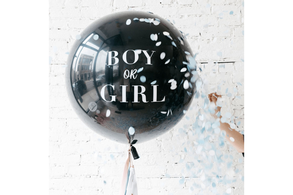 Большой шар-сюрприз "Boy or girl" (90 см.) на тассел гирлянде 1 шт.