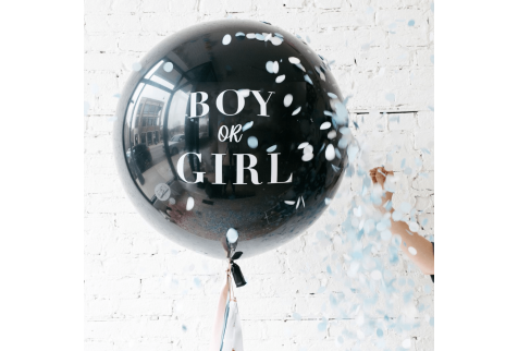 Большой шар-сюрприз "Boy or girl" (90 см.) на тассел гирлянде 1 шт.