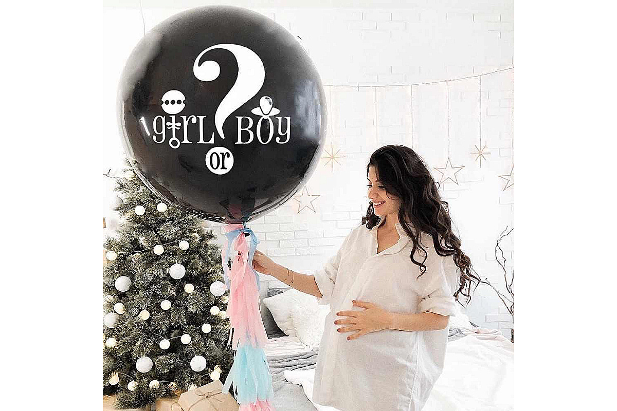 Большой шар-сюрприз "Girl or boy" (90 см.) на тассел гирлянде 1 шт.
