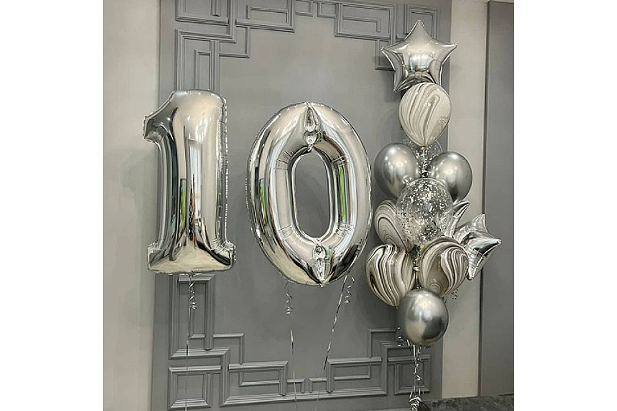 Шары на 10 лет "Чёрный агат"