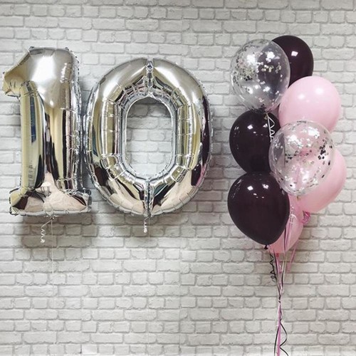 Шары на 10 лет "Черно-розовые" Шары на 10 лет "Черно-розовые"