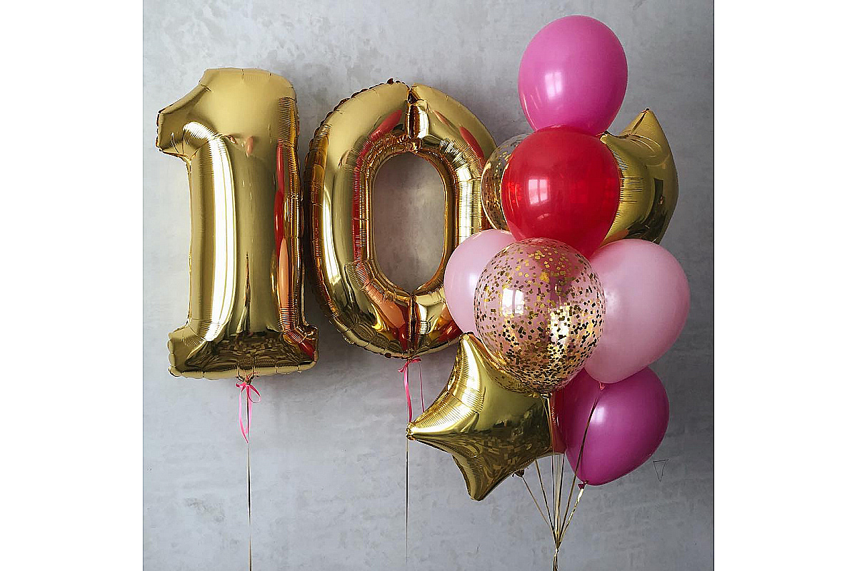 Шары на 10 лет "Яркая дата"
