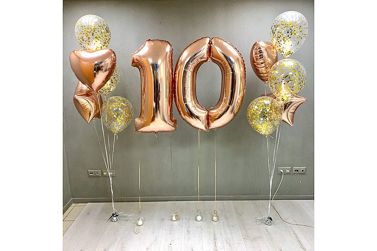 Шары на 10 лет "Розовое золото"