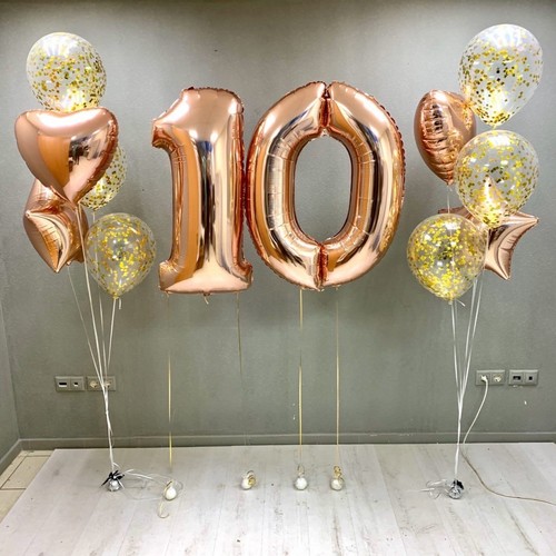 Шары на 10 лет "Розовое золото" Шары на 10 лет "Розовое золото"