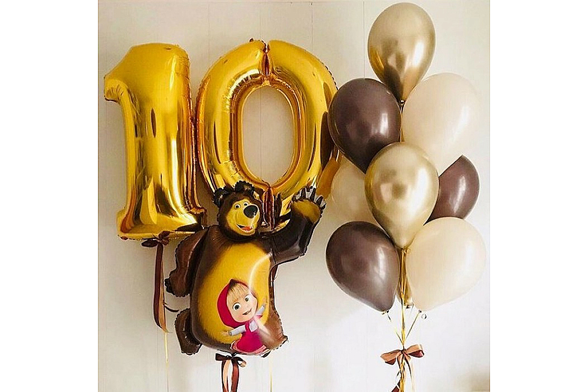 Шары на 10 лет "Маша и Медведь"